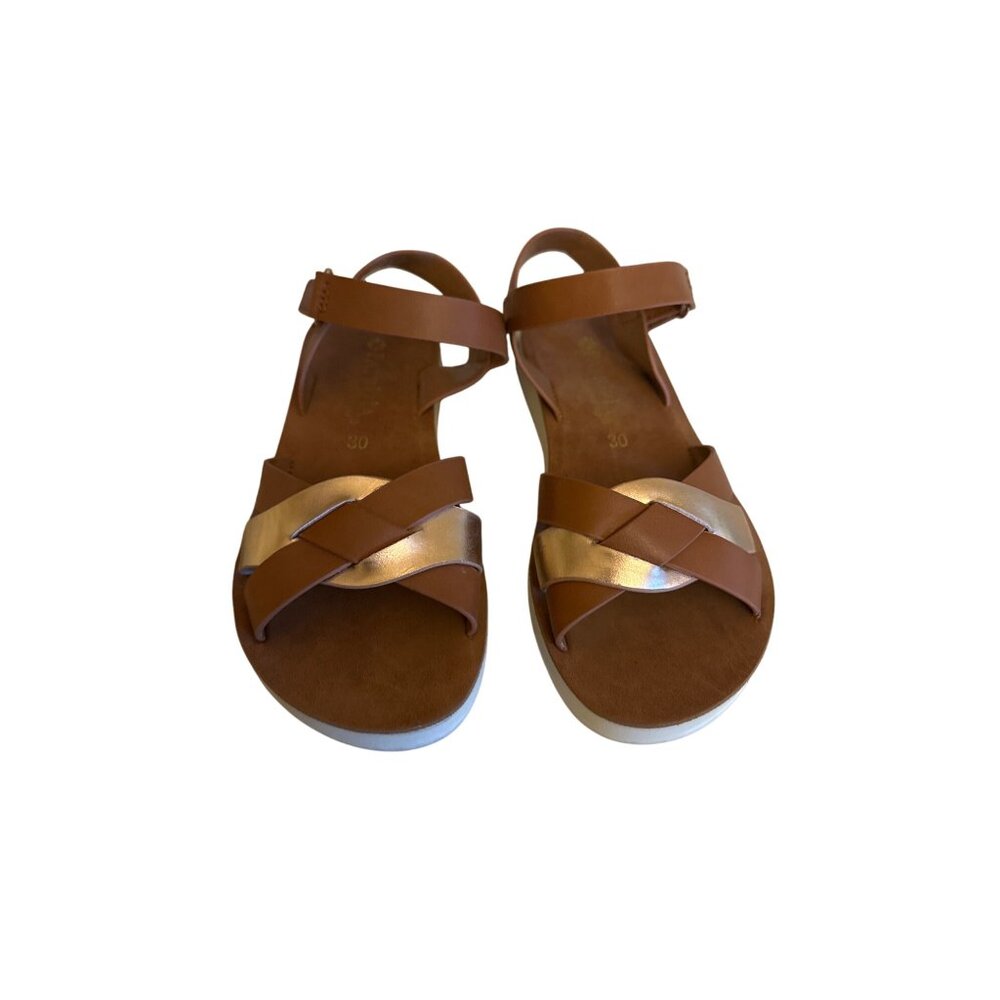 Patrizia By Spring Step Girls Sandals Brown Gold Faux‎ Leather US 12